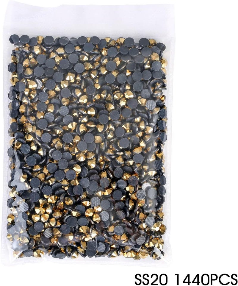 MEIBITE SS20 Gold Hotfix Rhinestones Crystal Glass Bulk for Fabric Clothes Shirts Shoes Decoration Flat Back Round(4.8MM 1440Pcs) - Image 3